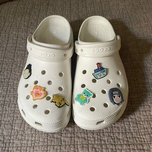 CROCS White Sandals with Decorative Charms